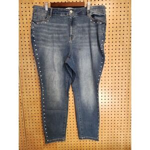 MARC NEW YORK Womens Size 18W High Rise Cotton Blend‎ Skinny Studded Blue Jeans
